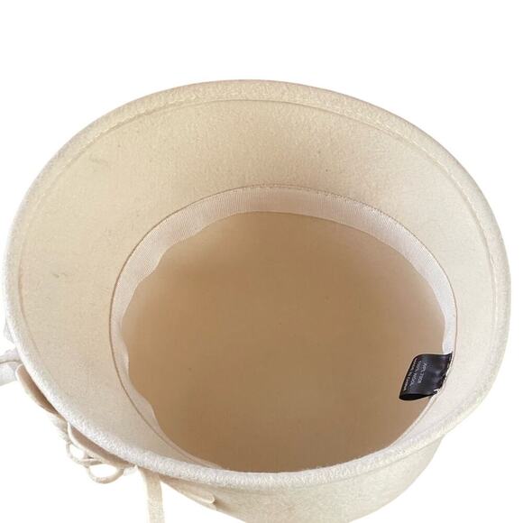 Vintage Cream White Cloche Hat Flower 100% Wool Cottagecore Downton Abbey - Picture 6 of 13